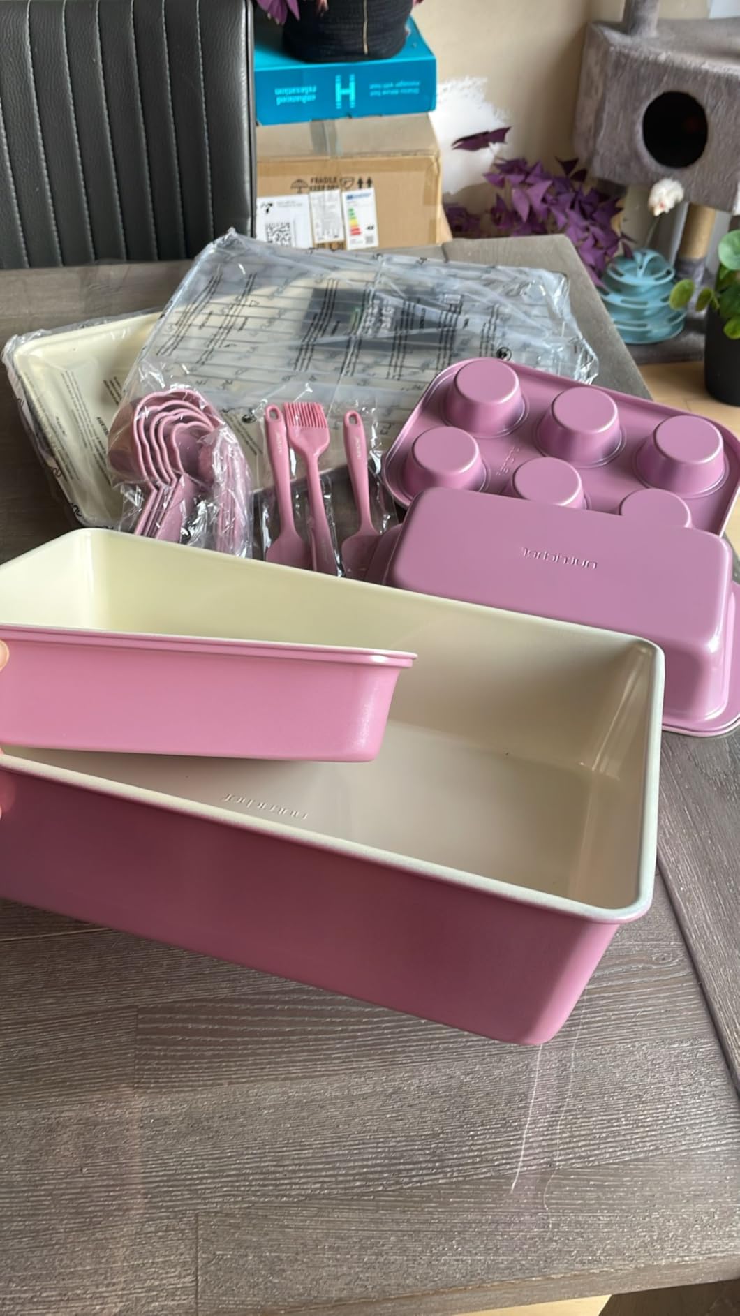 Pink bakeware set fresh out of the box